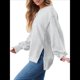 thumbnail image 3 of Sudaderas de Gran Tamaño para Mujer, Cuello Redondo, Larga, Informales, Holgadas, con Abertura, Otoño 2025 Gris L, 3 of 8