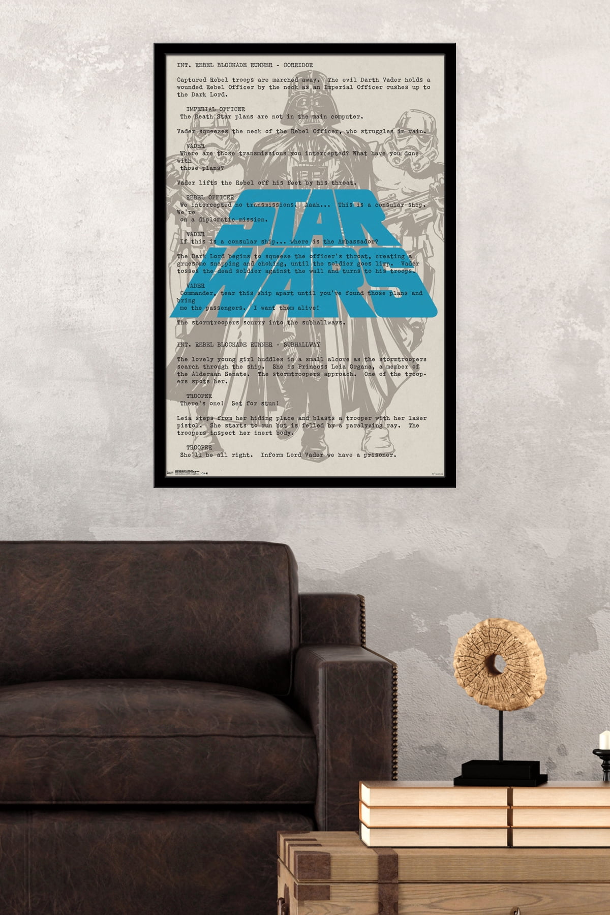 24X36 Star Wars: Saga - Darth Vader Text Wall Poster, 24" x 36", Framed
