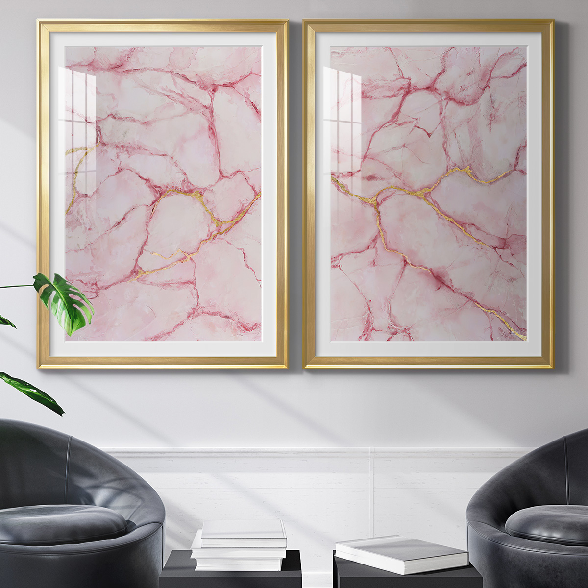 Wexford Home Rose Marble I Premium Framed Print, 18.5" x 24.5" - Ready to Hang, Gold (Set of 2)