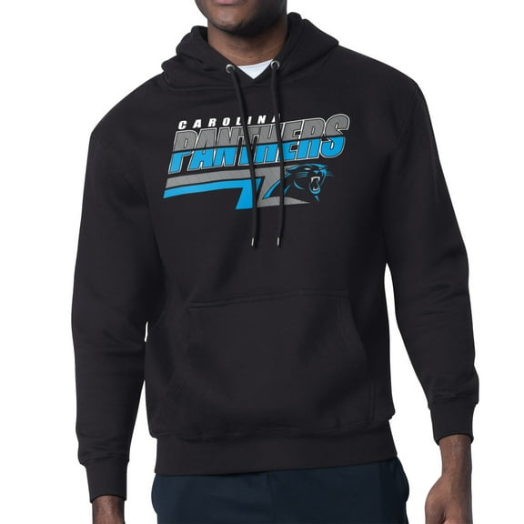 Men's Starter Black Carolina Panthers Logo Push Graphic Hoodie