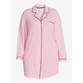 thumbnail image 6 of Joyspun Women’s Cotton Blend Long Sleeve Notch Collar Sleepshirt, Sizes S to 4X, 6 of 6