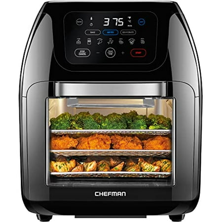 

CHEFMAN Multifunctional Digital Air Fryer+ Rotisserie Dehydrator Convection Oven 17 Touch Screen Presets Fry Roast Dehydrate Bake XL 10L Family Size Auto Shutoff Large Easy-View Window Black