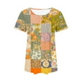 thumbnail image 4 of Enjoytime Blouses For Women Casual Fashion Floral Graphic Short Sleeve Scoop Neck Tshirts Tops Loose Soft Dailywear Streetwear Women's Shirt Summer Holiday Clothes 2025 Trendy, 4 of 5