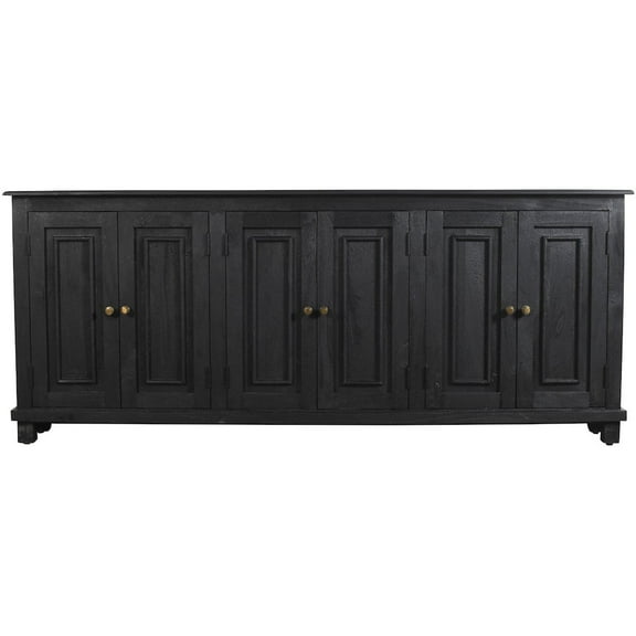 Jenna 6-Door Sideboard in Farmhouse Charcoal Gray Finish on Solid Wood