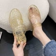 thumbnail image 2 of oqasdz Slippers for Women Summer Slip On Sandals with Hollow Toe Ring Jelly Pool Two Way Wear Versatile Openwork Sandals,Gold, 2 of 6