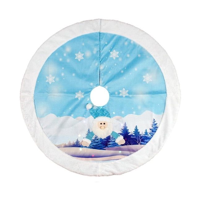 Falda De Árbol De Navidad De Muñeco De Nieve, Adorno Multicolor, Decoración Iluminada, Vestido De Árbol De Tela Ligera De Navidad sonducket HA041714-01