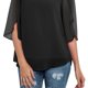 thumbnail image 3 of Blusa de gasa de media manga para mujer, blusa de cuello redondo para mujer, blusa de gasa de media manga informal, blusa de gasa de media manga de apariencia llamativa, 3 of 5