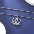 thumbnail image 2 of Celtic Knot Triquetra Trinity Love Heart Pendant Necklace 14K White Gold Irish Witch Knot Amulet Vintage Necklaces Jewelry, 2 of 8