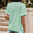 thumbnail image 3 of Gibobby Camisetas Mujer Manga Corta Camiseta manga corta con cuello en V y botón color sólido informal a la moda para mujer(Verde,G), 3 of 5