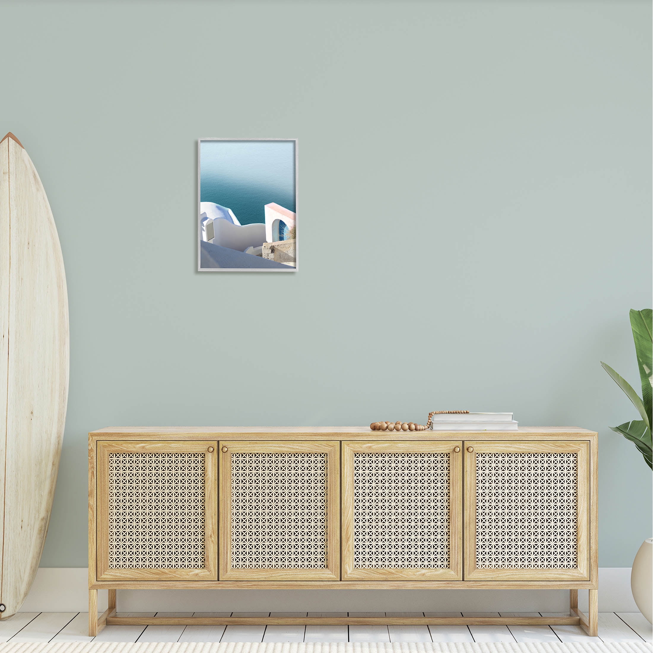 Stupell Industries Picturesque Santorini Coastal Building Photograph Gray Framed Art Print Wall Art, Design by Sara Zieve Miller