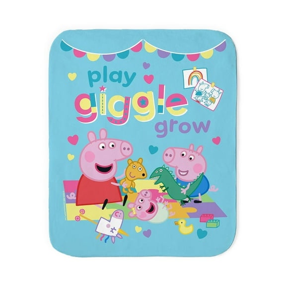CafePress - Peppa Pig: Play Giggle Grow - Sherpa Fleece Throw Blanket 60" x 50"