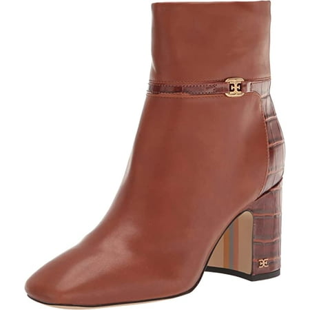 

Sam Edelman Florah Cuoio Brown Squared Toe Block Heel Buckle Detail Ankle Boots (Cuoio Brown 9.5)