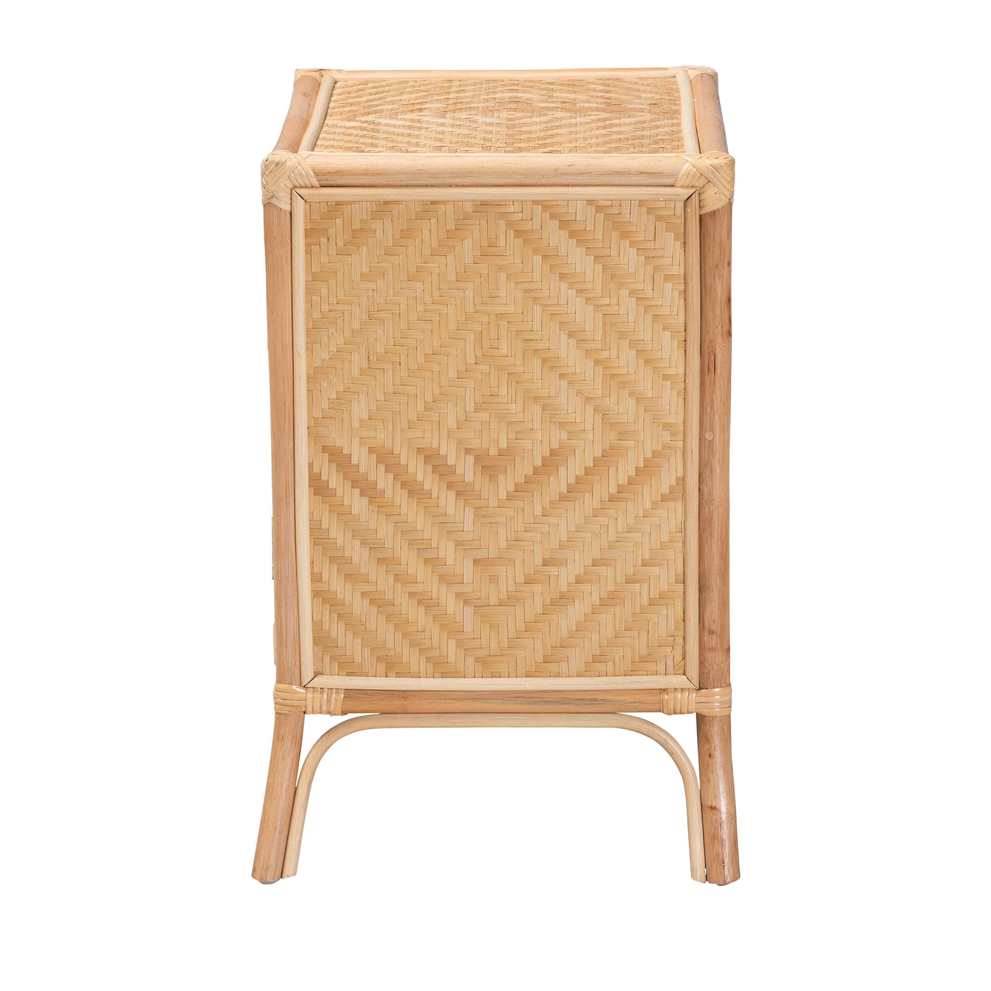 bali & pari Danna Rattan BOHO Nightstand, 1-Door, Natural Brown