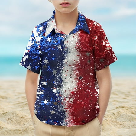 SGFCWSX Boys Button Down Shirts Casual Graphic Print Short Sleeve Daily Tops for Kids Multicolor Size 5 Years