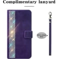 thumbnail image 5 of Compatible with iPhone 15 Pro Max Bling Wallet Case for Women with Credit Card Holders,PU Leather Flip Phone Case with Wrist Strap，Kickstand Shockproof Protective Cover,Purple, 5 of 5