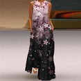 thumbnail image 3 of Gibobby Vestido largo casual de verano para mujer Mujer Verano Casual Sin mangas Estampado con cuello en V Maxi Vestido suelto Boho Beach Vestido largo con bolsillos(Rosa,M), 3 of 4