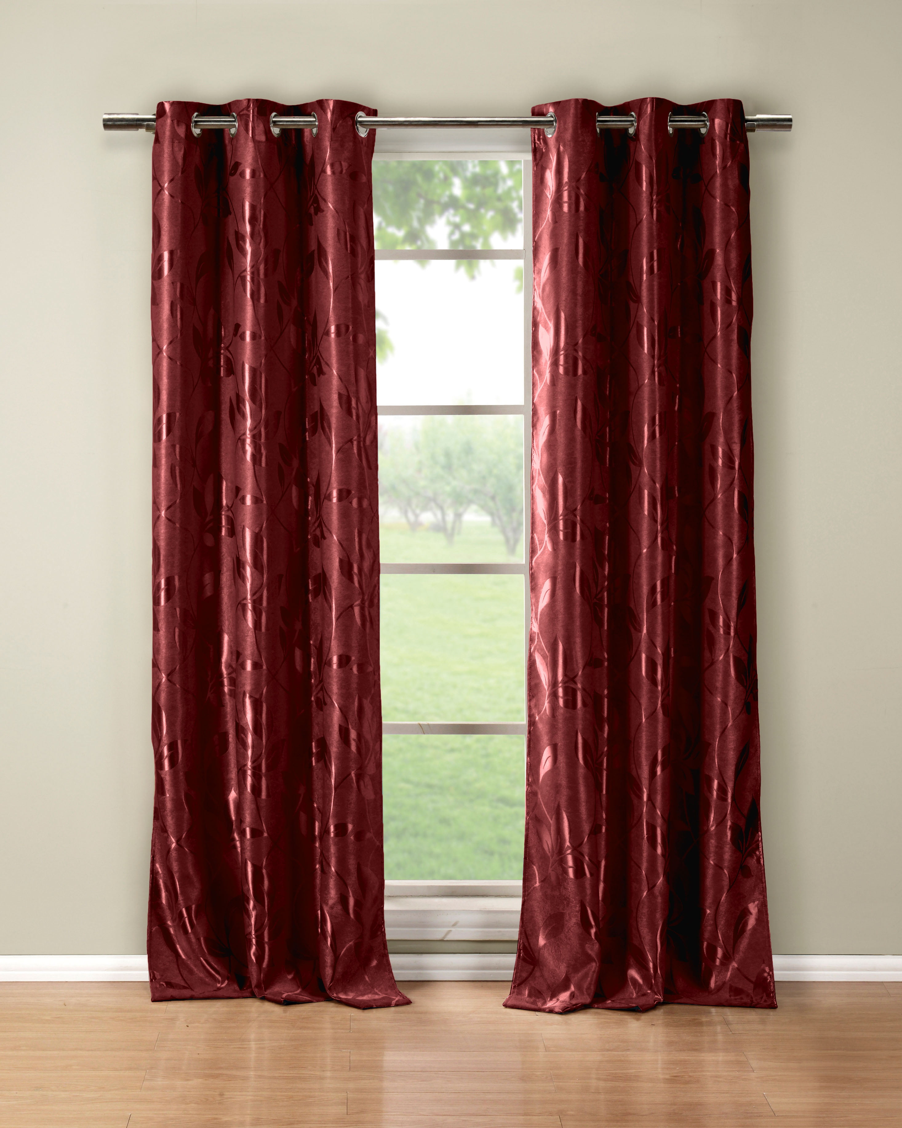 Blair Top Grommet Jacquard Window Curtain Panel 100% Polyester Set Of 2 Panels 
