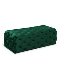 Meridian Furniture Casey Button Tufted Green Velvet Ottoman and Bench