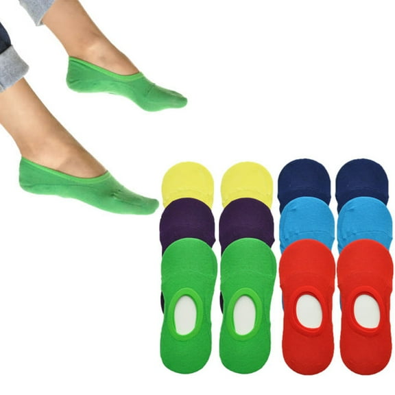 12 Pair Fashion Women Invisible No Show Nonslip Liner Low Cut Cotton Socks 9-11