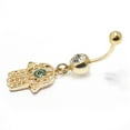 thumbnail image 2 of 14ga Hamsa Dangle Belly Navel Ring - IP Coated Silver or Gold, 2 of 6