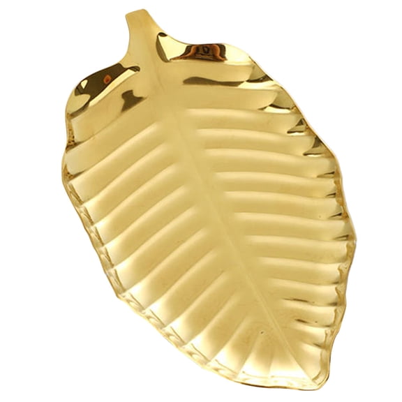 ETEREAUTY Leaf Shaped Stainless Steel Dessert Serving Tray Food Plate for Meal Time - 1 Piece
