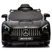 iRerts 12V Ride on Cars with Remote Control, Mercedes Benz Electric Car For Kids, Battery Powered Kids Ride on Toys with LED Light, Music, USB/AUX Port, Kids Cars to Drive For 3-5 Ages Gifts, Black
