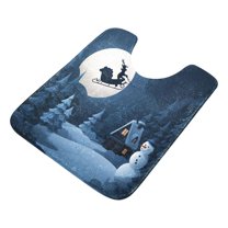 U-Shaped Toilet Mat Plush Bathroom Rug Mat Non Slip Bathroom Mats Mysterious Christmas Night Scene