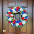 thumbnail image 4 of 4th of July Patriotic Wreath, 17.7in Memorial Day Wreaths for Front Door Garland, Red White Blue Artificial Floral Wreath, Independence Day Wreath Home Decor, 4 of 10