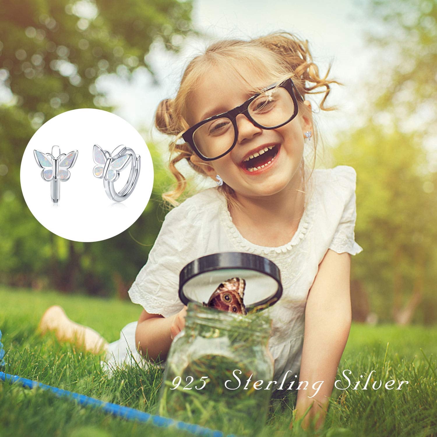 Coachuhhar Sterling Silver Butterfly Earrings Hypoallergenic Opal Butterfly Hoop Earrings Small Huggie Cartilage Hoop Earrings Butterfly Jewelry Gift for Women