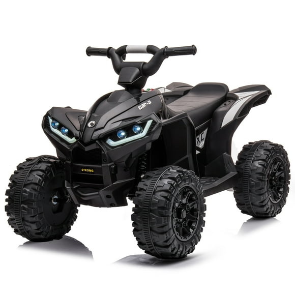 VOLTZ TOYS 12V ATV Off-Road Ride-On Car for Kids, Electric 4-Wheeler Motorized Quad Toy Vehicle with High/Low Speed Switch, LED Headlights & MP3 Player, Black