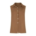 thumbnail image 4 of Frostluinai Womens Sleeveless Button Down Shirt Collared Cotton Linen Blouse Casual Office Shirts Basic Solid Splie Hem Tank Tops, 4 of 7