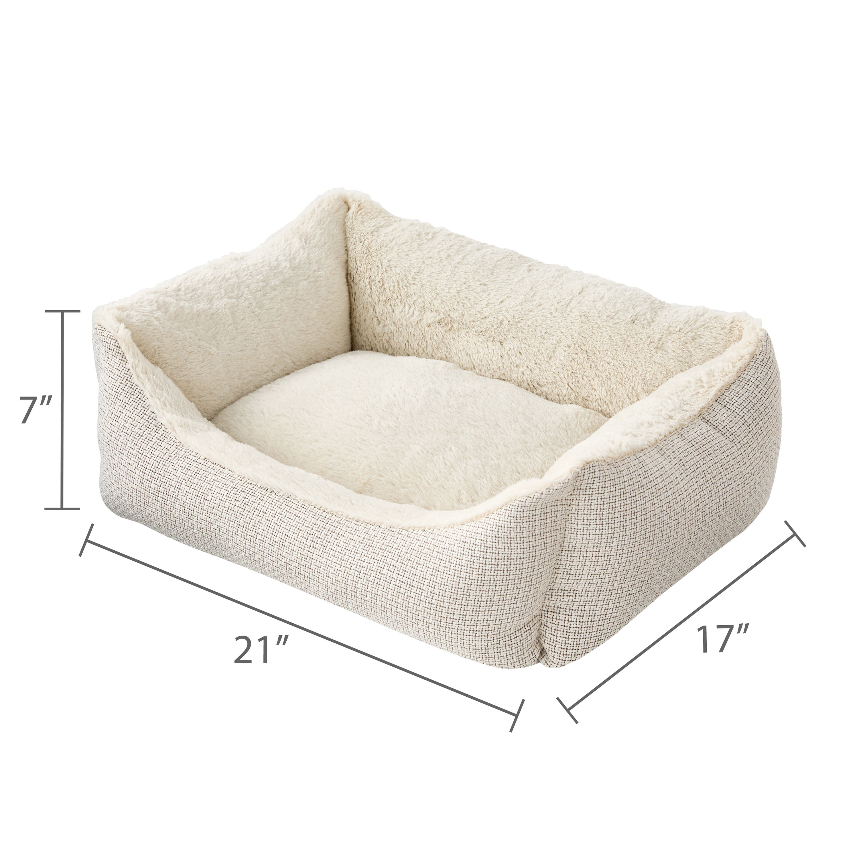 Vibrant Life Small Luxe Cuddler Dog Bed, Cream, 17" x 21"