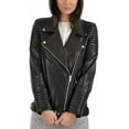 thumbnail image 2 of HOT! Women's Genuine Black Quilted Lambskin Leather Jacket Slim Fit Biker jacket Coat W449, 2 of 4