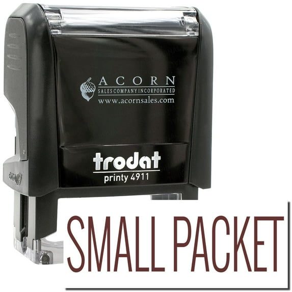 Self-Inking Small Packet Stamp, Trodat Printy 4911, Press and Print Stamping, Impression Size 5/8" x 1-1/2", Up to 10,000 Impressions - Brown Ink