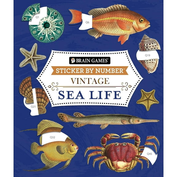 Brain Games - Sticker by Number - Vintage: Sea Life (28 Images to Sticker)