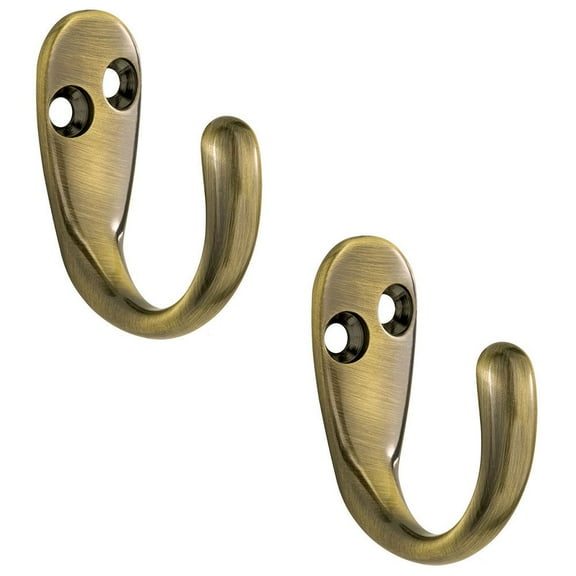 Bulldog Hardware DHH-435 Single Prong Robe Hook Antique Brass- 2Pk