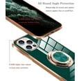 thumbnail image 4 of Compatible with iPhone 14 Pro 5g Case Slim Thin with Ring 360°Finger Stand Metal Electroplated Soft Flexible Tup Frame Full Body Shock-Absorption Bumper Hard Back Mobile Cover-Green, 4 of 16