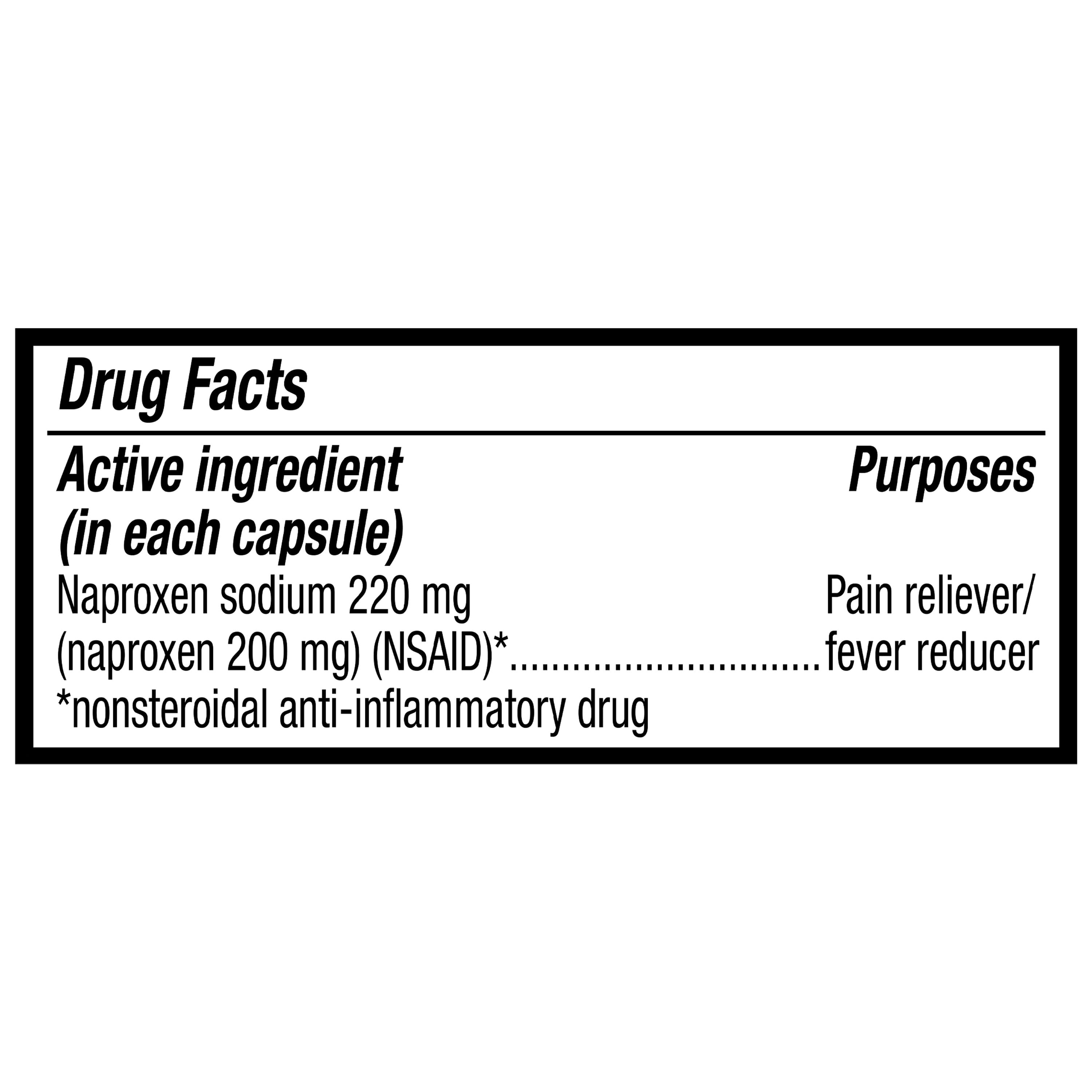 (4 pack) Equate All Day Pain Relief Naproxen Sodium Liquid Gels, 220 mg, 20 Count, Compare to ALEVEÂ® Liquid Gels Active Ingredient