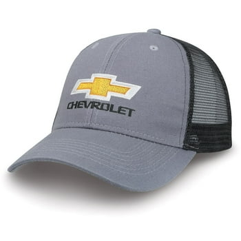 Chevrolet Bowtie Dark Gray and Black Mesh Trucker Hat