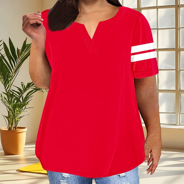 mfyjkho Tops Para Mujer, Blusa Holgada De Cuello En V Para Mujer, Informal, De Manga Corta, A La Moda Tops Y Blusas Para Mujer Xxxxl