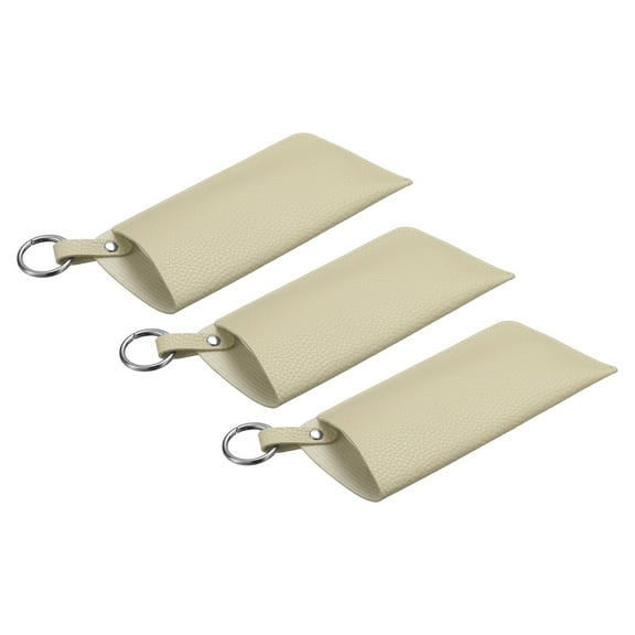 Uxcell 3Pack Glasses Case, Soft Leather Sunglasses Case with Belt Clip, Portable Travel Glasses Organizer Pouch for Travel and Outdoor Activities, Creamy White