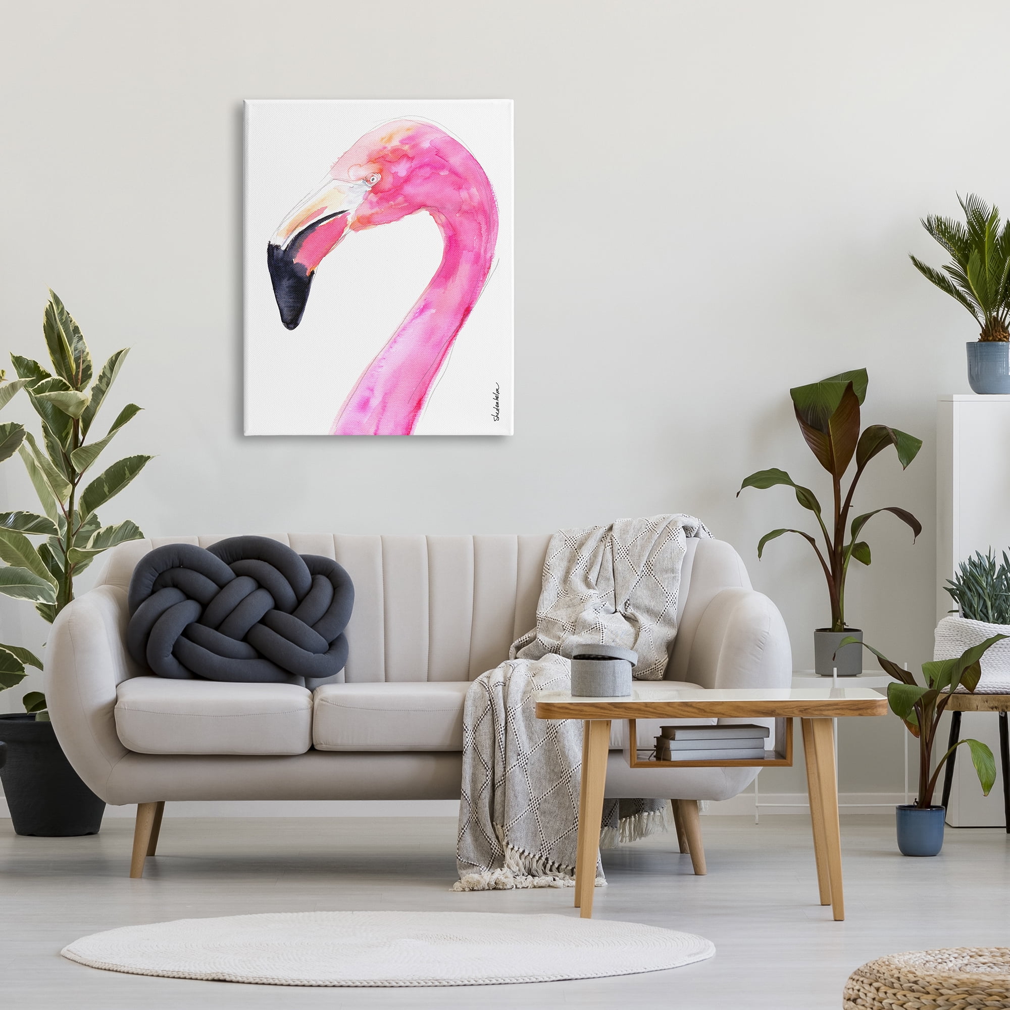 Stupell Industries Simple Flamingo Bird Animals & Insects Painting Gallery Wrapped Canvas Print Wall Art, 30 x 40