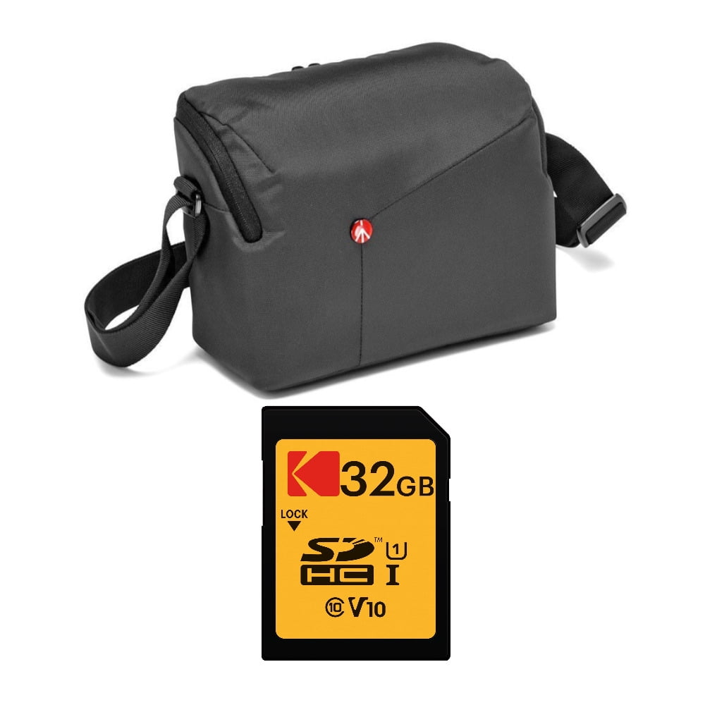 Manfrotto NX Camera Shoulder Bag II (Gray) with Kodak 32GB SDHC Card