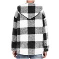thumbnail image 5 of Aueoeo Winter Jackets For Men Plaid Shirt Flannel Double-Sided Velvet Button Hooded Winter Warm Sweatshirt Black L, 5 of 6