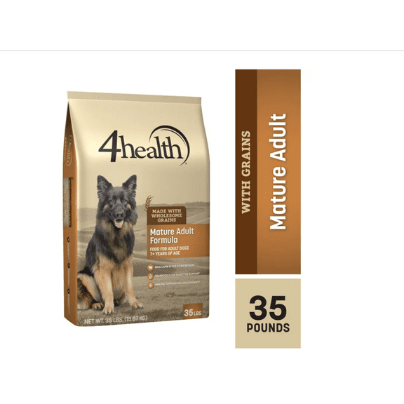 4health with Wholesome Grains Mature Adult 7  Lamb Formula Dry Dog Food 35 lb