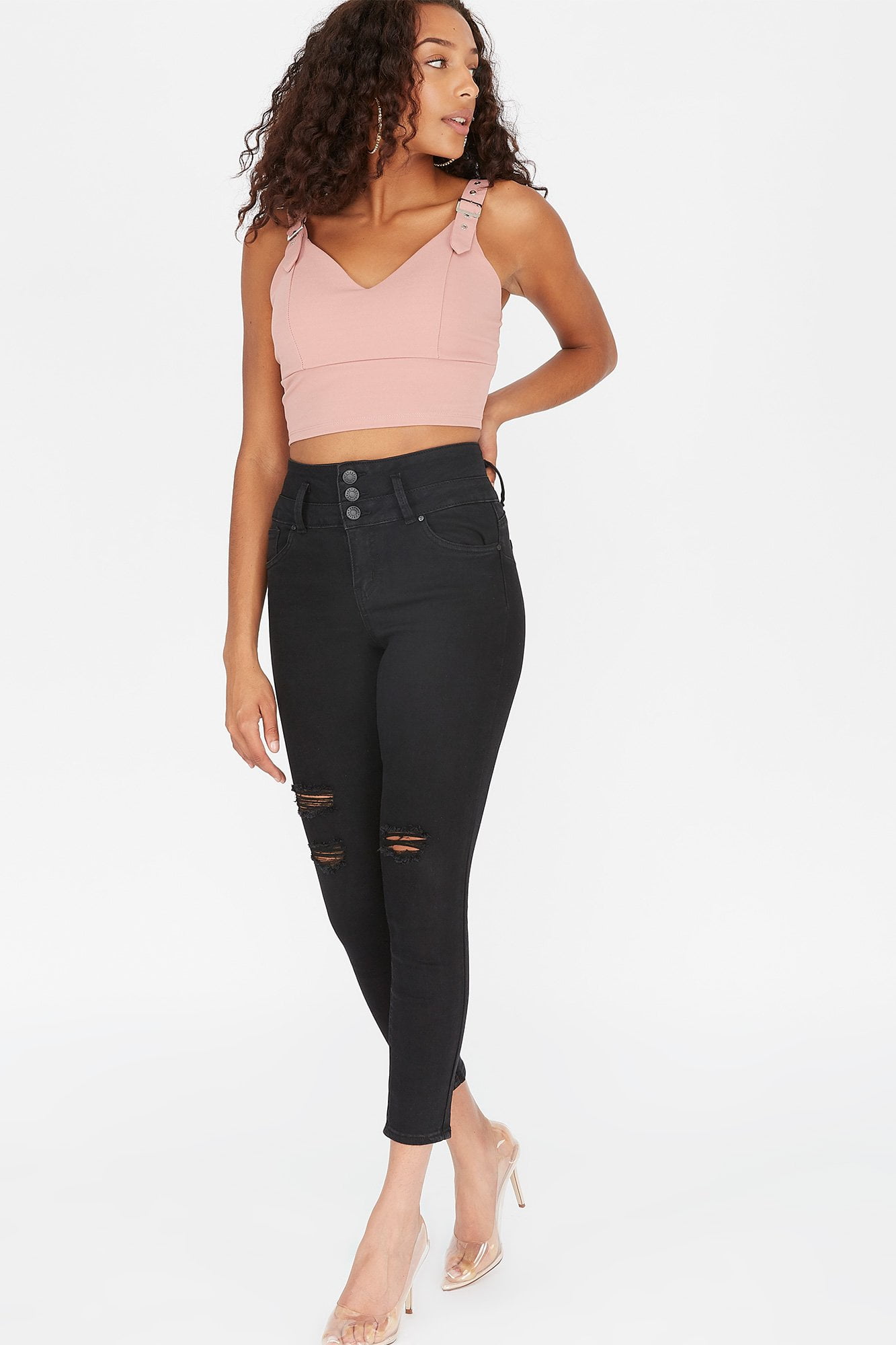 refuge high waist skinny jeans black
