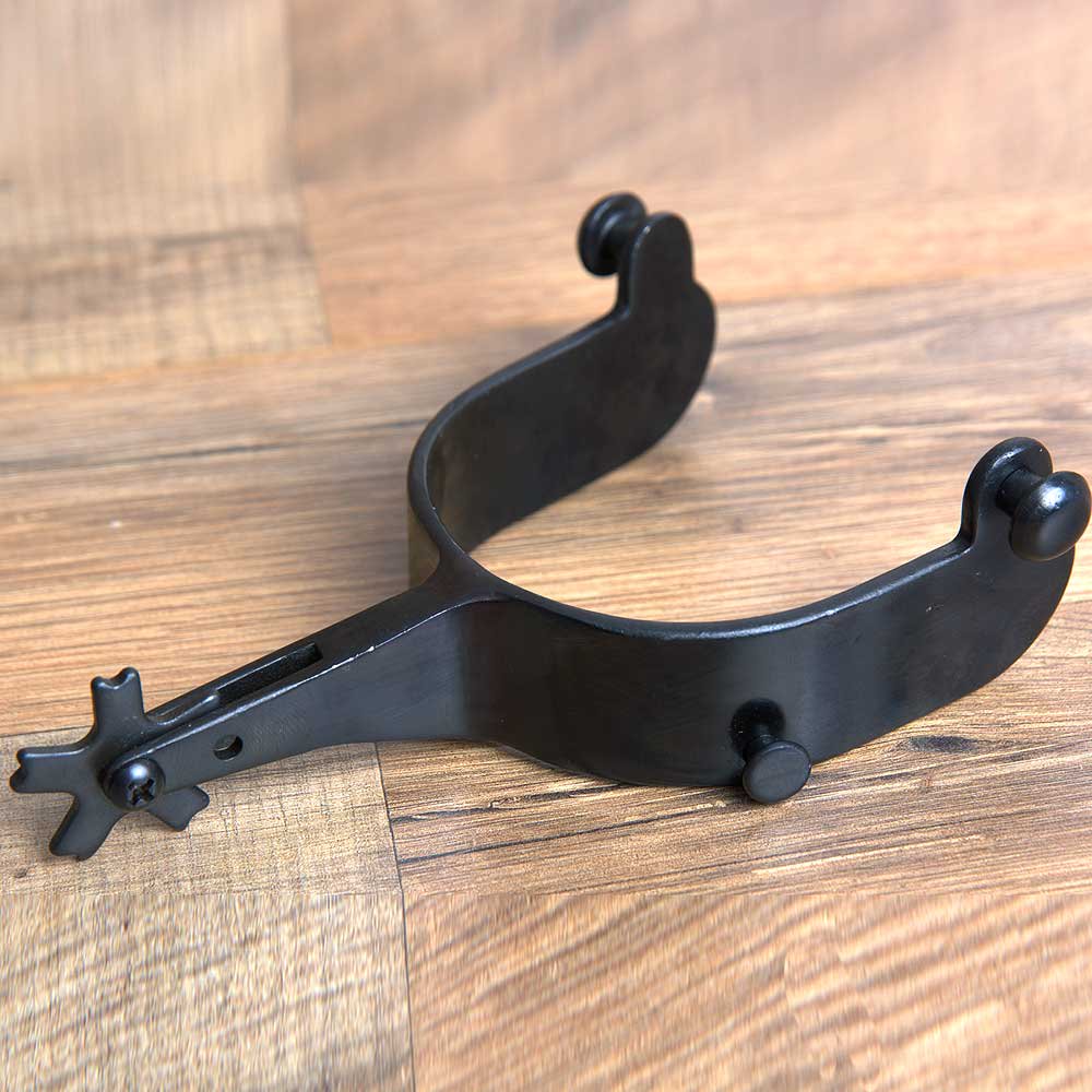 HILASON WESTERN BLACK STEEL MENS 15 DEGREE BULL RIDING SPURS PAIR