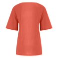 thumbnail image 5 of EHTMSAK Women Long Button Up Shirt Women's T-Shirts Size 5x Summer Ladies Short Sleeve Shirt Clearance Crew Neck Plus Size Dressy Tops for Women Cotton Linen Dressy Blouses Plus Size Orange M, 5 of 5