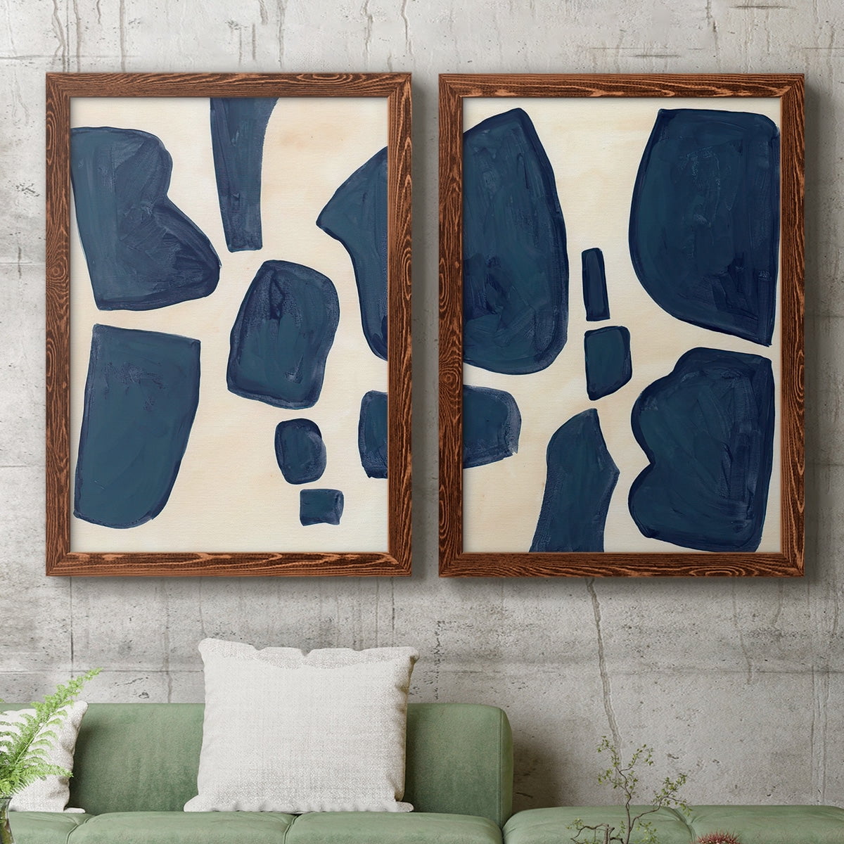 Blue Pieces I - Premium Framed Canvas 2 Piece Set - Ready to Hang