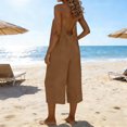 thumbnail image 2 of Open Back Jumpsuits for Women Sleeveless Spaghetti Strap Tank Jumpsuit Boho Wide Leg Rompers with Pocket Loose Fit Adjustable Straps Cropped Jumpsuits 2026 Summer One-Piece Outfits, 2 of 6